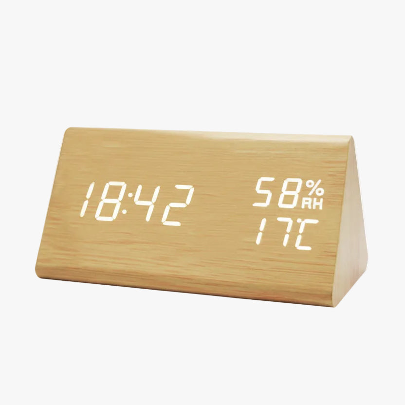 TimberTime – Elegant Wooden LED Clock with Brightness Control