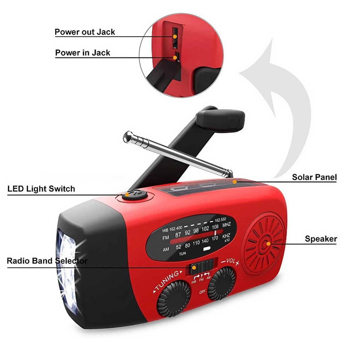Ultimate Emergency Radio with LED Light and Hand Crank Power