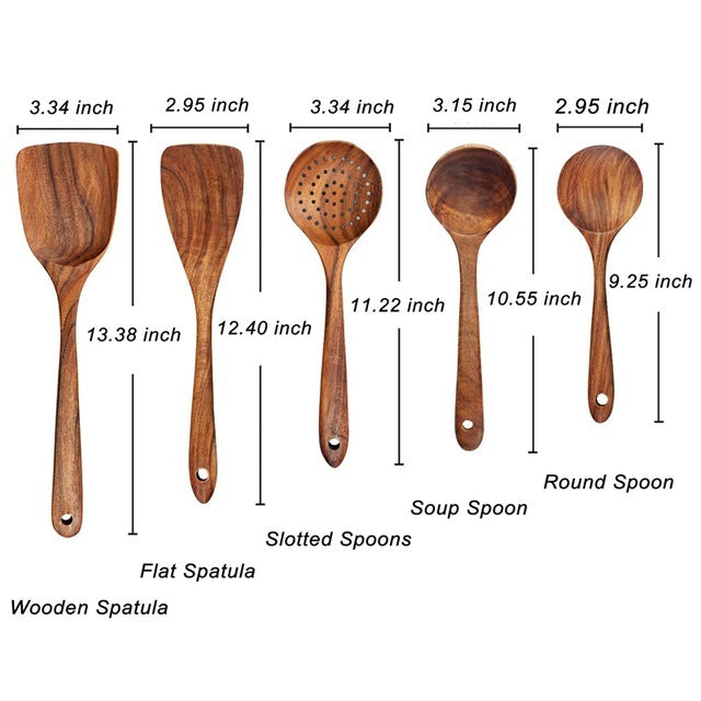 Sustainable Teak Wooden Cooking Utensil Collection