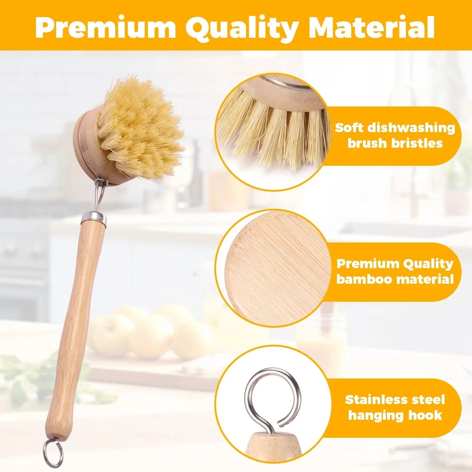 Set of Kitchen Scrub Brushes for Utensils and Cookware