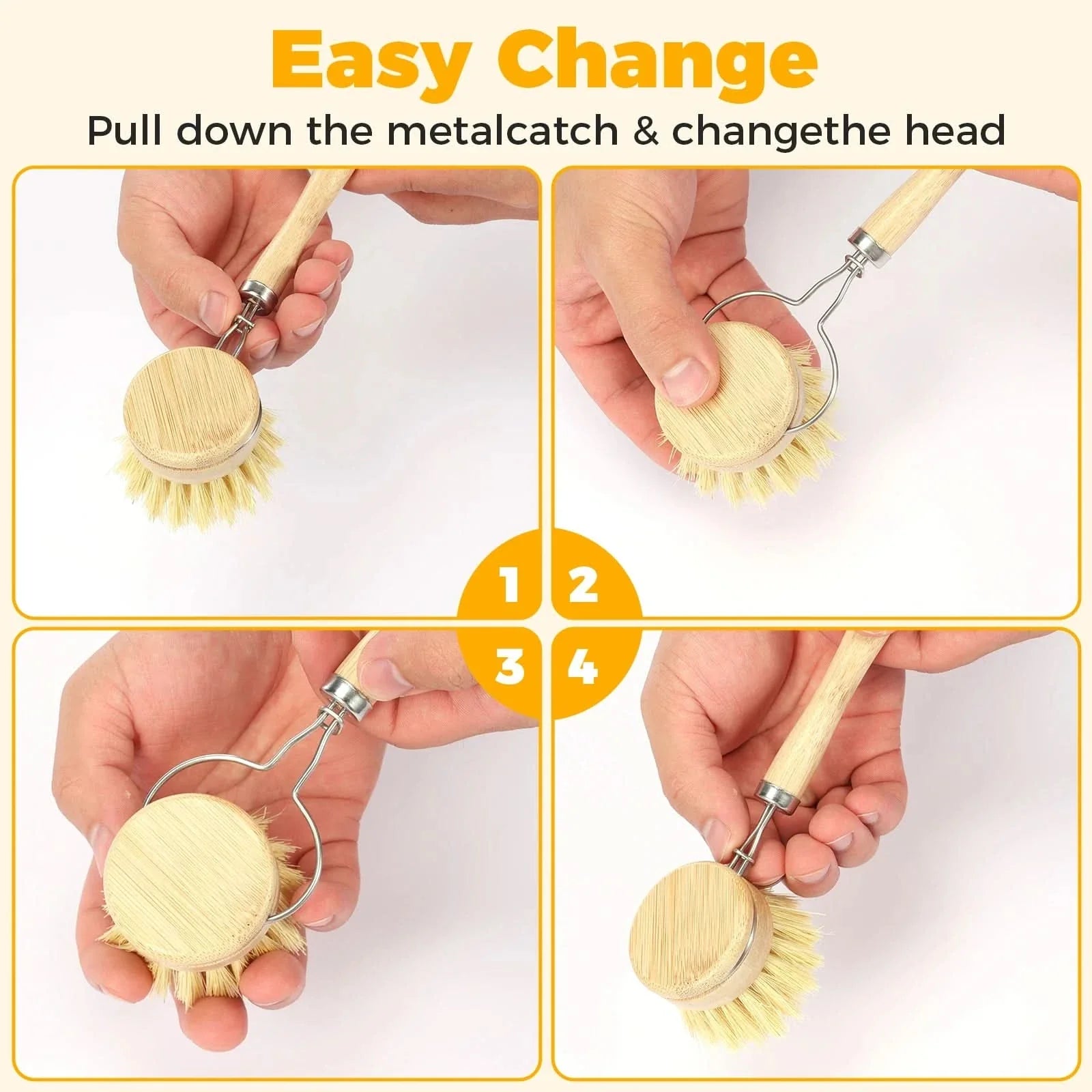 Set of Kitchen Scrub Brushes for Utensils and Cookware