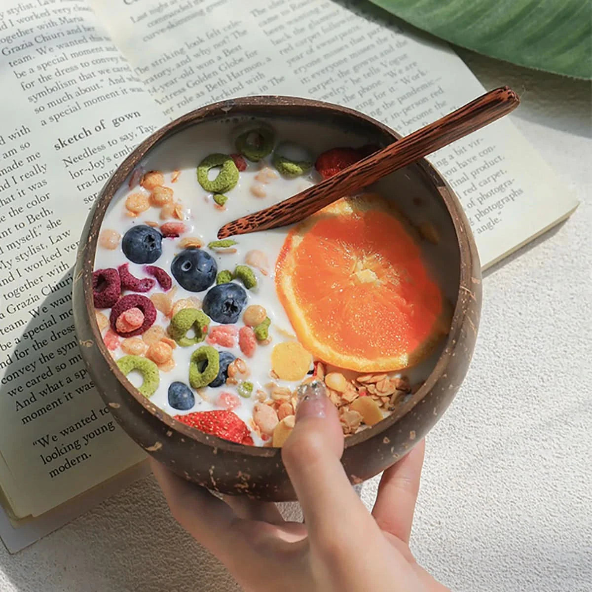 Natural Coconut Shell Bowl Set with Spoon