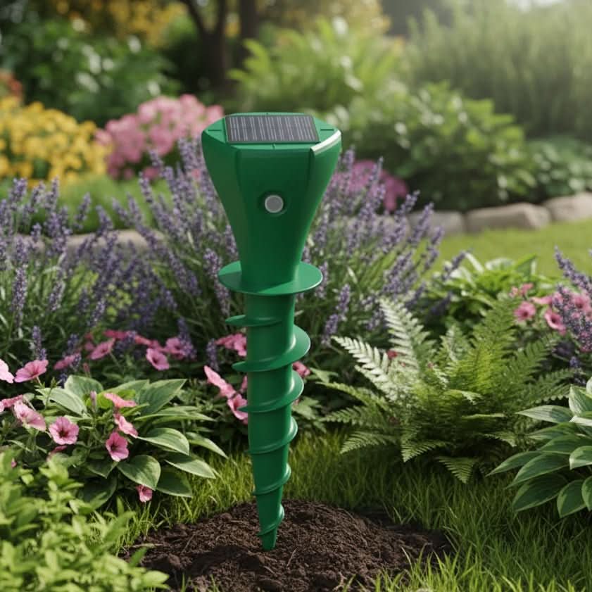 Solar-Powered Mole Repeller with Silent Vibration and Weatherproof Design