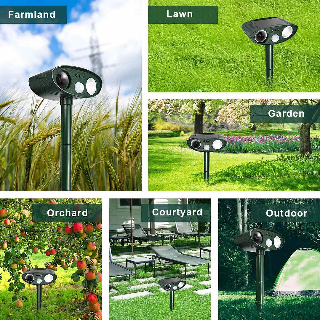 EcoGuard – Solar-Powered Motion Sensor Ultrasonic Animal Repeller