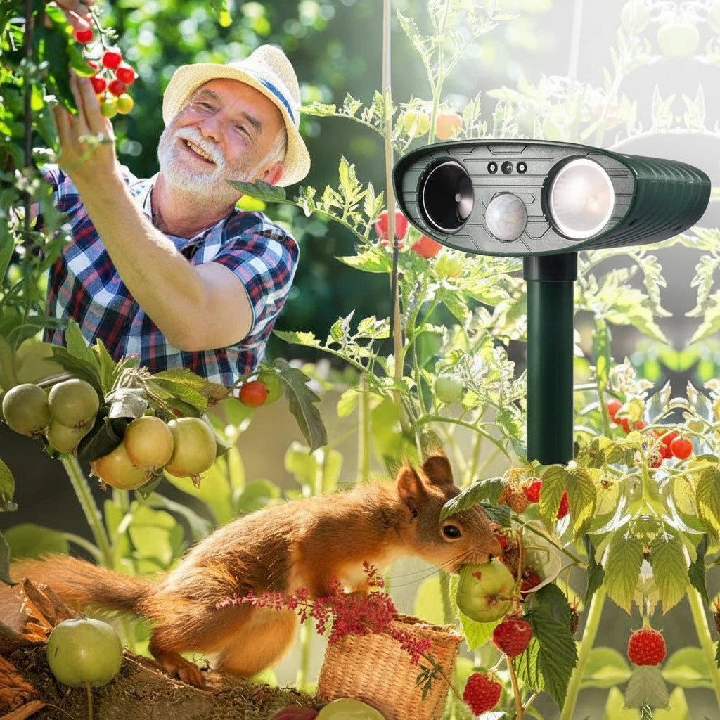 EcoGuard – Solar-Powered Motion Sensor Ultrasonic Animal Repeller