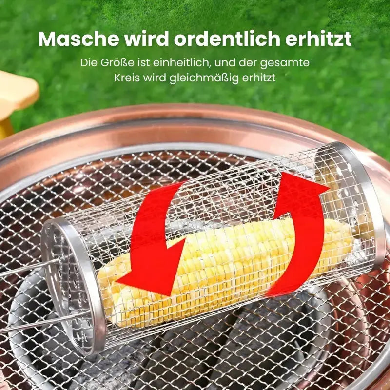 Stainless Steel Grill Basket | Rolling Basket | Safe for Small Foods