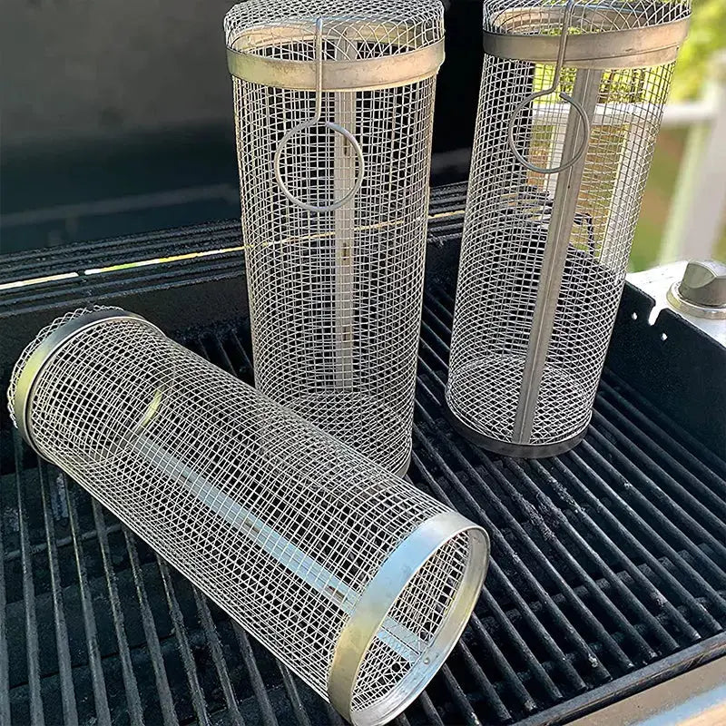 Stainless Steel Grill Basket | Rolling Basket | Safe for Small Foods