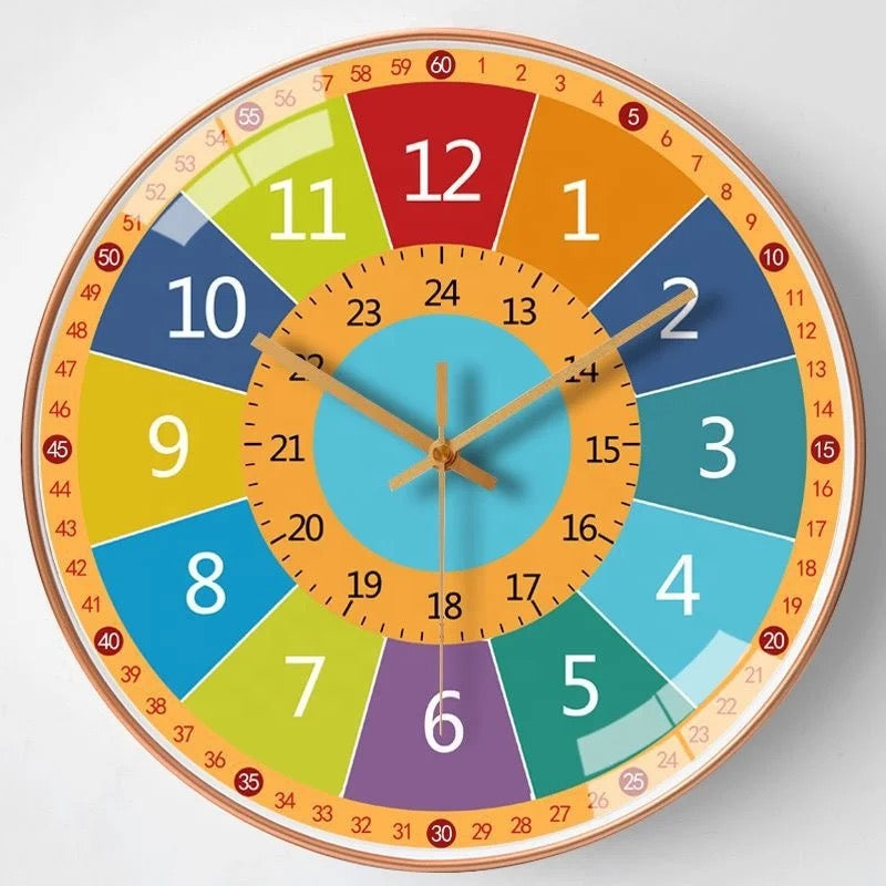 Colorful Learning Wall Clock for Kids - Battery Operated