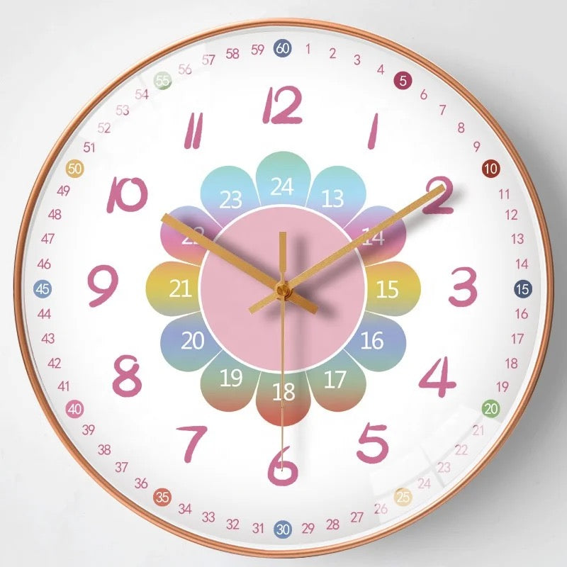 Colorful Learning Wall Clock for Kids - Battery Operated