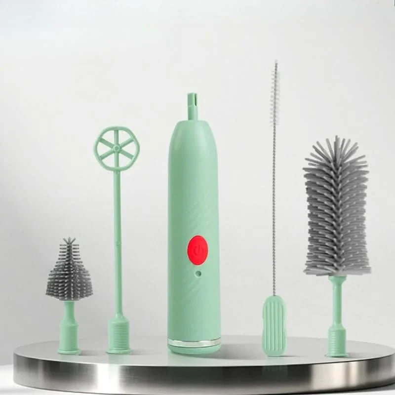 Electric Bottle Brush Set with 360° Rotating Silicone Cleaning Tool