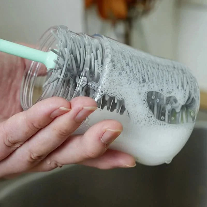 Electric Bottle Brush Set with 360° Rotating Silicone Cleaning Tool
