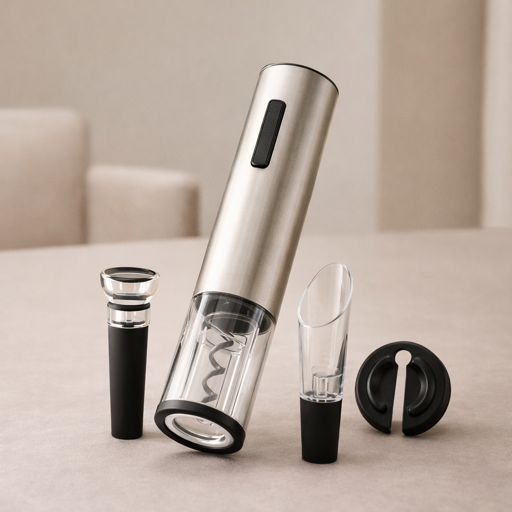 Rechargeable Electric Wine Opener Kit with Pouring Spout & Stopper