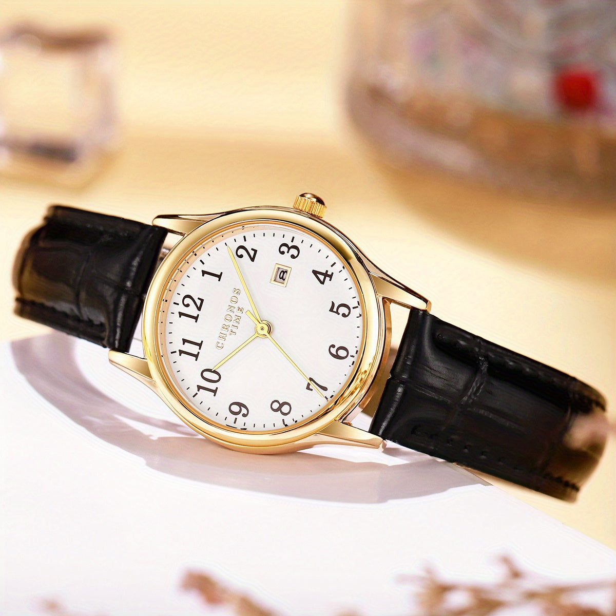 Sophisticated Quartz Watch for Women with Stylish Faux Leather Band