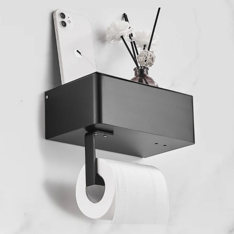 Stylish Wall-Mounted Toilet Paper Holder with Storage Solutions