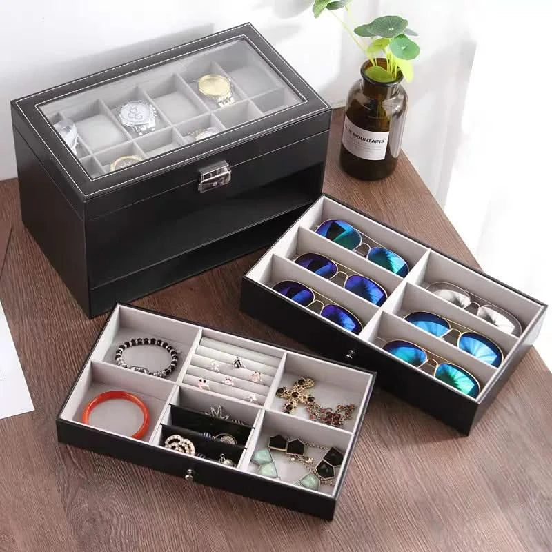 Men's 3-Tier Watch Storage Box – Stylish Organizer for Timepieces