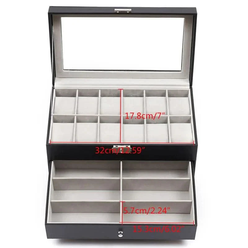 Men's 3-Tier Watch Storage Box – Stylish Organizer for Timepieces