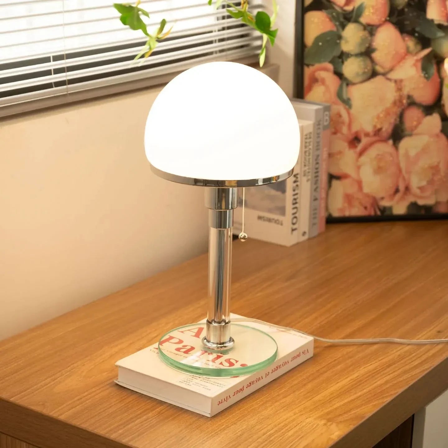 Bauhaus Style Vintage Glass Table Lamp