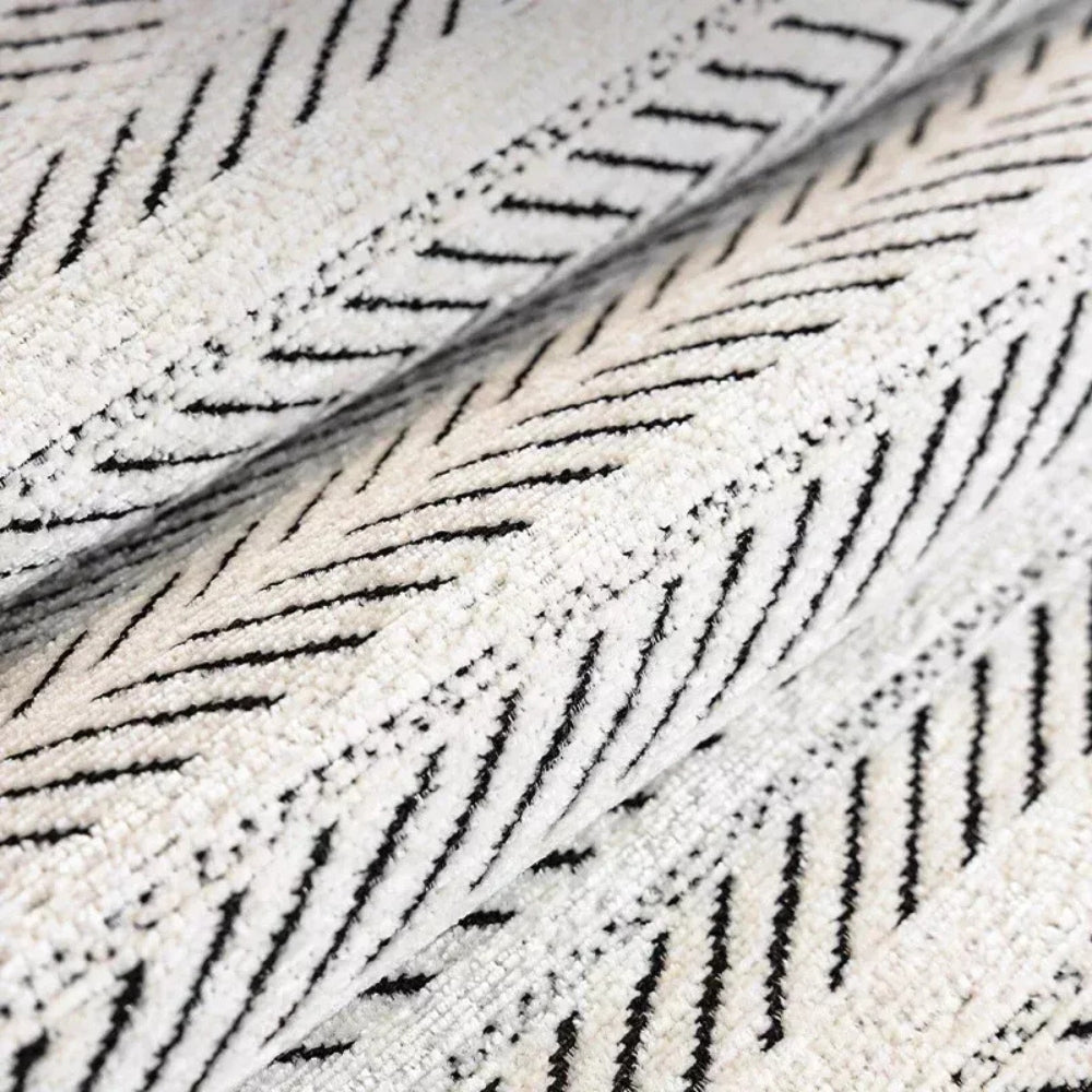 Chic Herringbone Slipcover with Stylish Scalloped Trim
