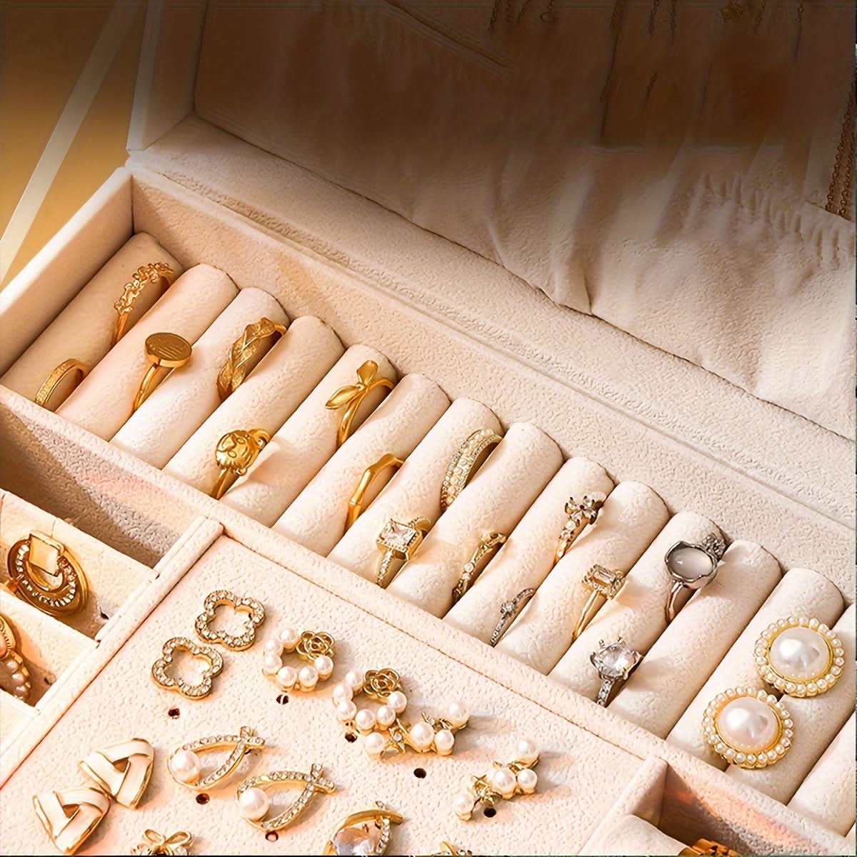 Elegant Leather Jewelry Storage Box with Multi-Compartment Organizer