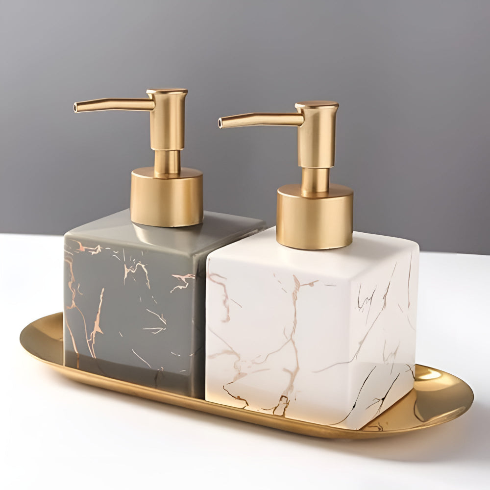 Elegant Ceramic Liquid Dispenser with Gold Accents
