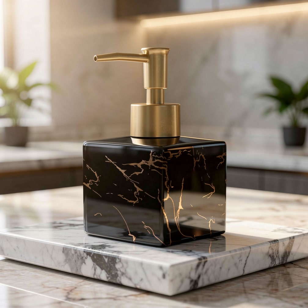 Elegant Ceramic Liquid Dispenser with Gold Accents