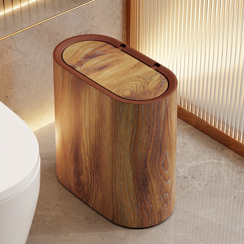 Chic Oval Marble-Inspired Trash Can for Stylish Spaces