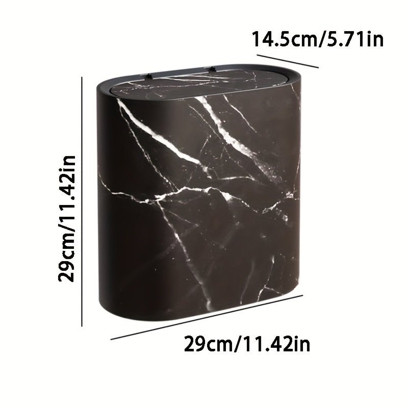 Chic Oval Marble-Inspired Trash Can for Stylish Spaces