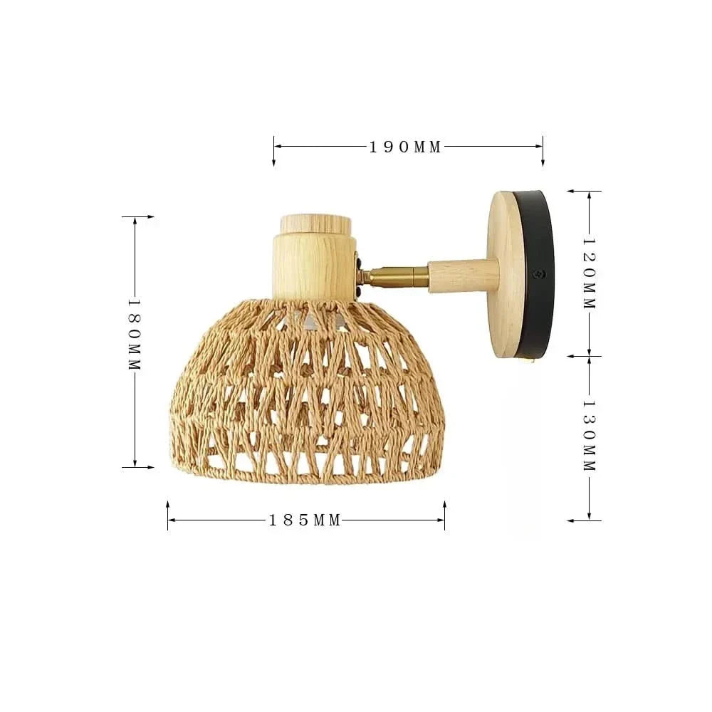 Woven Wall Sconce for Cozy Interiors – Elegant Rattan Design