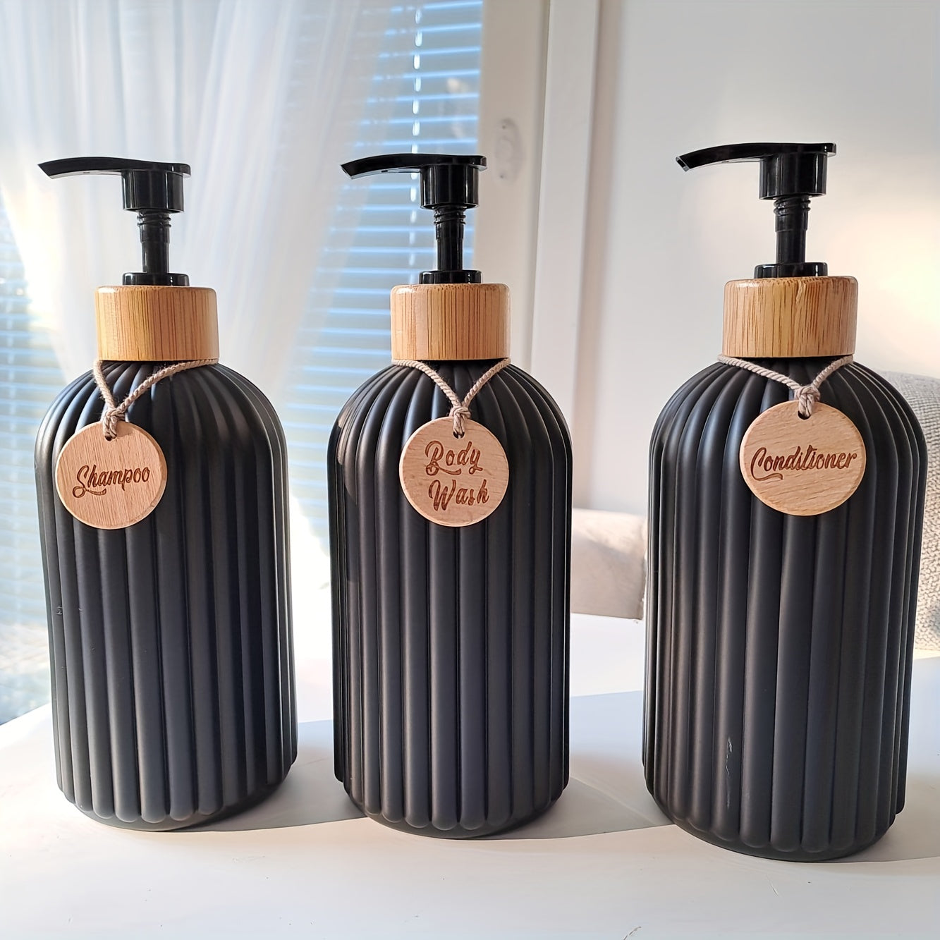 Stylish Refillable Shampoo Dispenser Set – 3-Piece Essentials