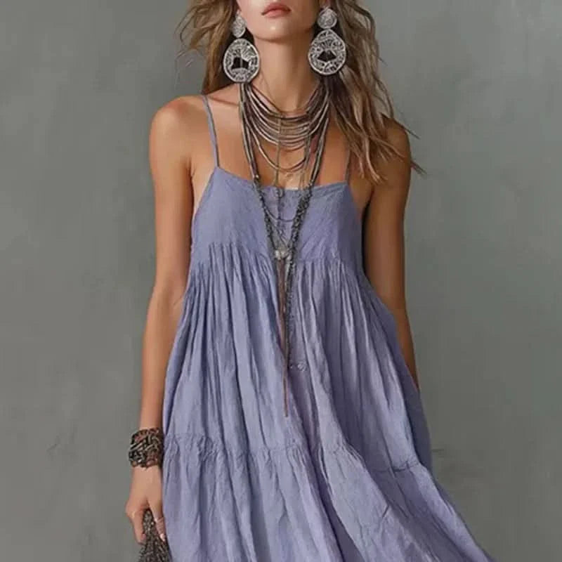 Sleeveless Bohemian Style Dress with Flowing Fit for Summer