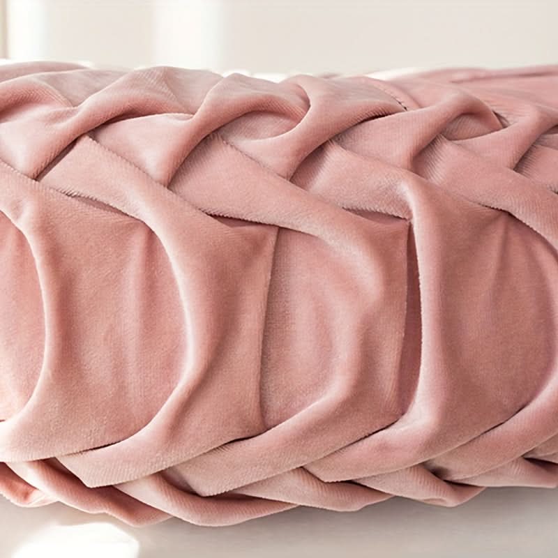 Round Velvet Cushion with Pleated Design