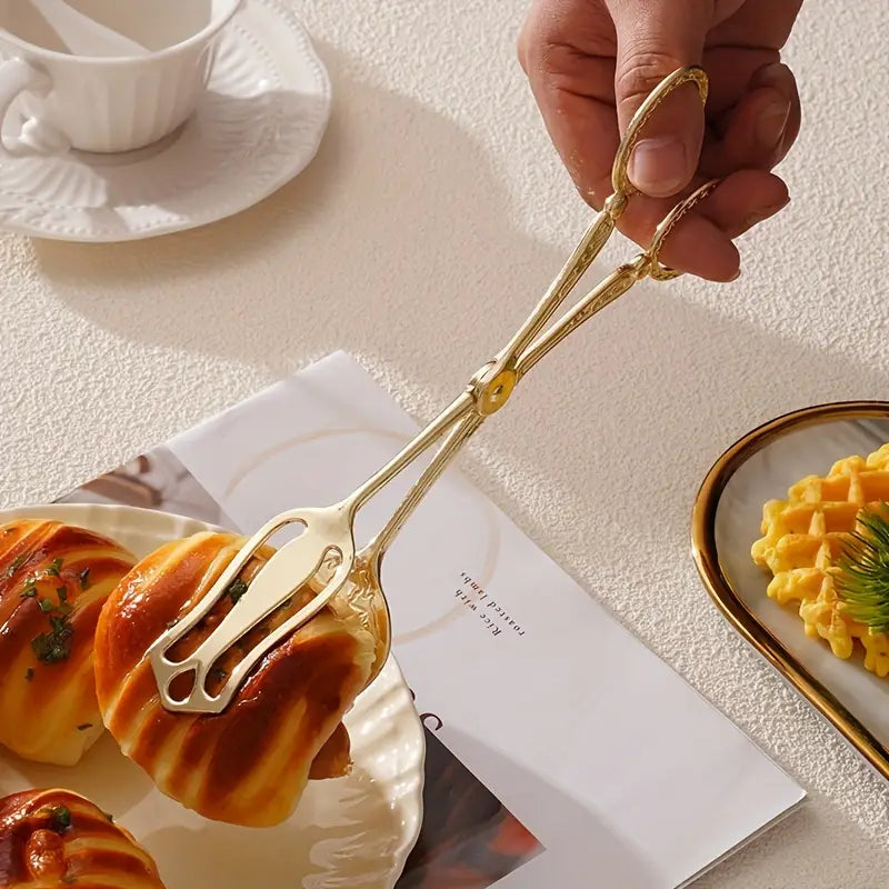 Chic Culinary Tongs with Timeless Engravings – Ideal for Serving Salads and Desserts