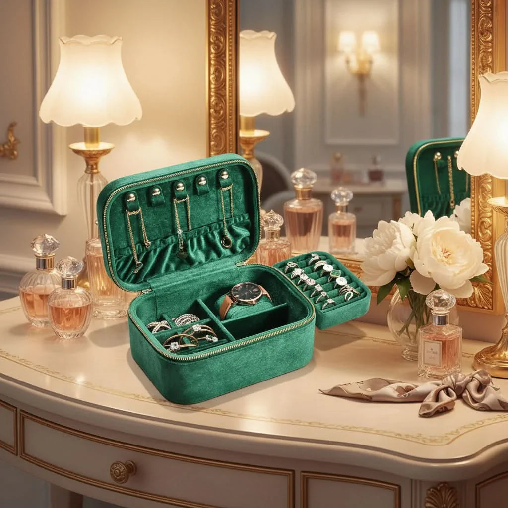 Suede Jewelry Travel Case with Stylish Storage Solution