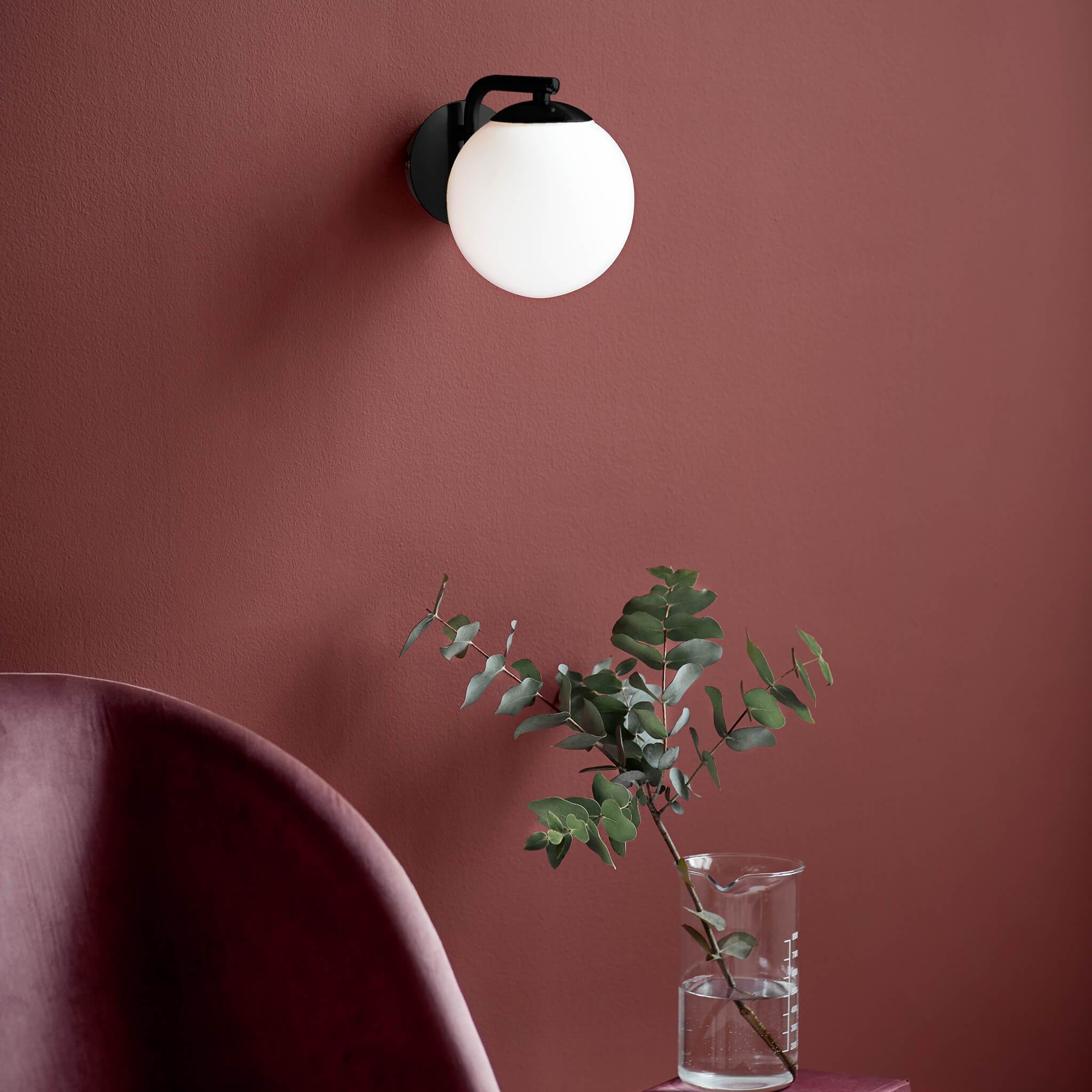 Elegant Sphere Wall Lamp with Glass Shade and E14 Bulb