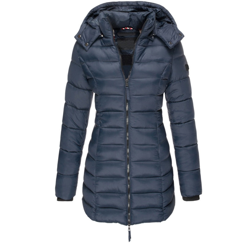 Cozy Down Jacket with Hood and Zipper – Comfortable Winter Wear