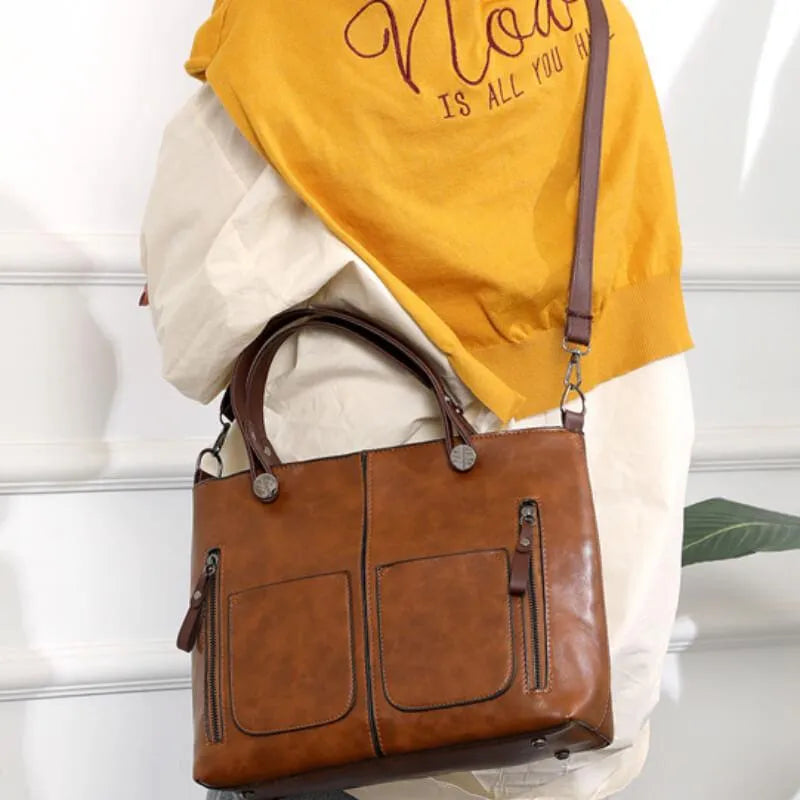 Chic Vintage Leather Shoulder Bag for Women with Artisan Craftsmanship