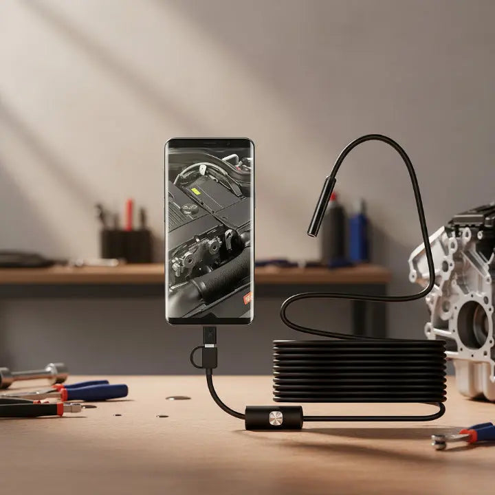 Endoscope Camera with 5m Flexible Cable – Plug-and-Play HD View