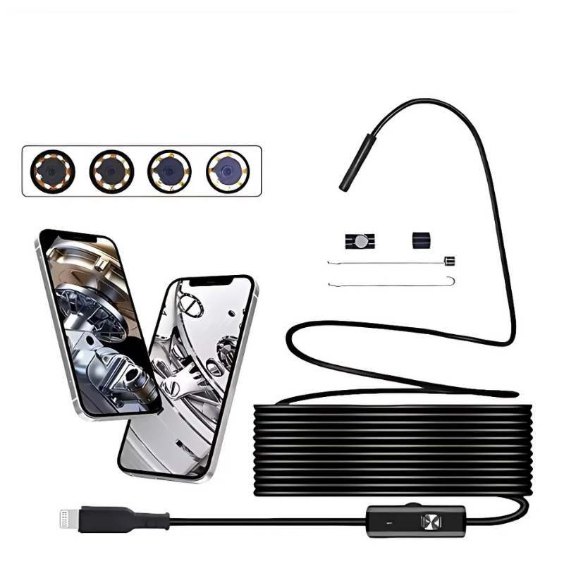 Flexible Endoscope Camera for Tight Spaces with Adjustable LED Light