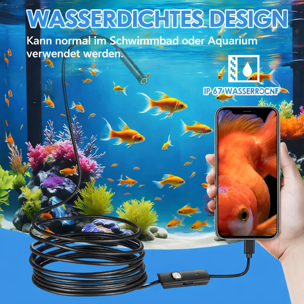 Waterproof Inspection Camera with LED Light - HD Endoscope