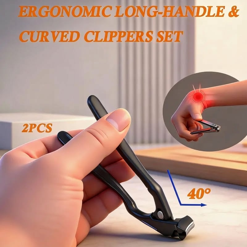 Ergonomic Nail Scissors with Long Handle and Angled Tip
