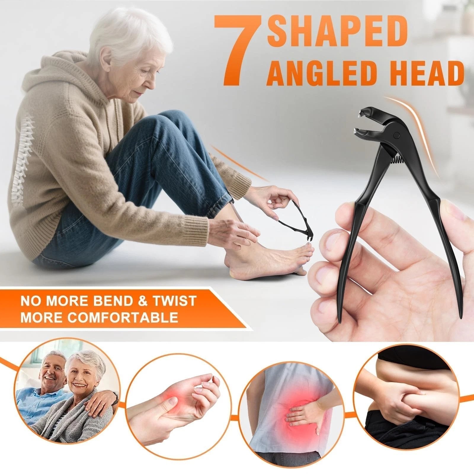 Ergonomic Nail Scissors with Long Handle and Angled Tip