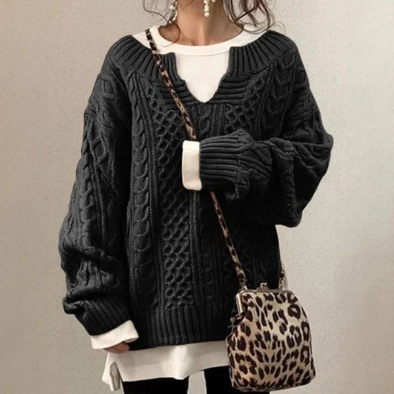 Loose Fit Knit Sweater in Chunky Style