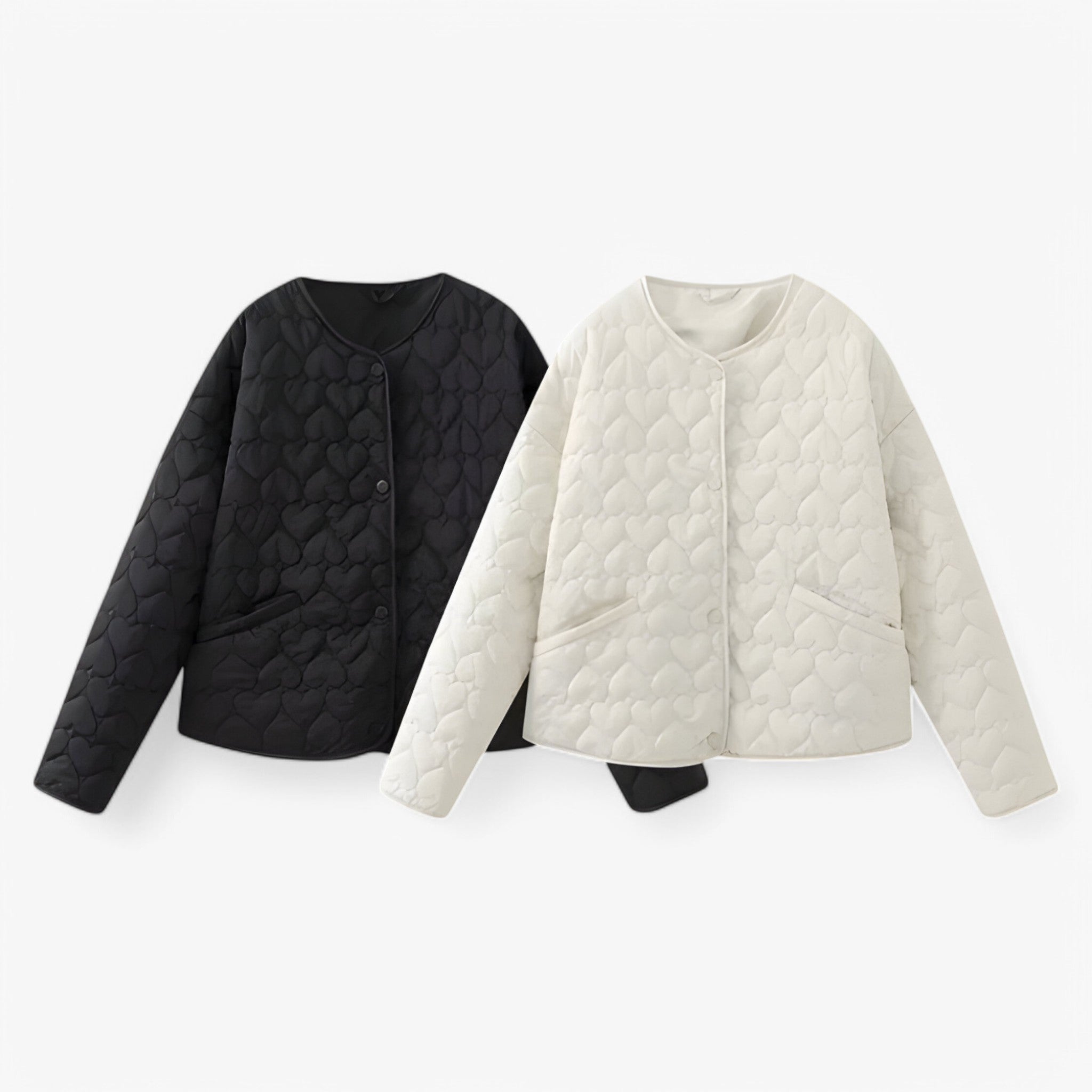 Chic Quilted Heart Coat for Women - Cozy Autumn & Winter Outerwear