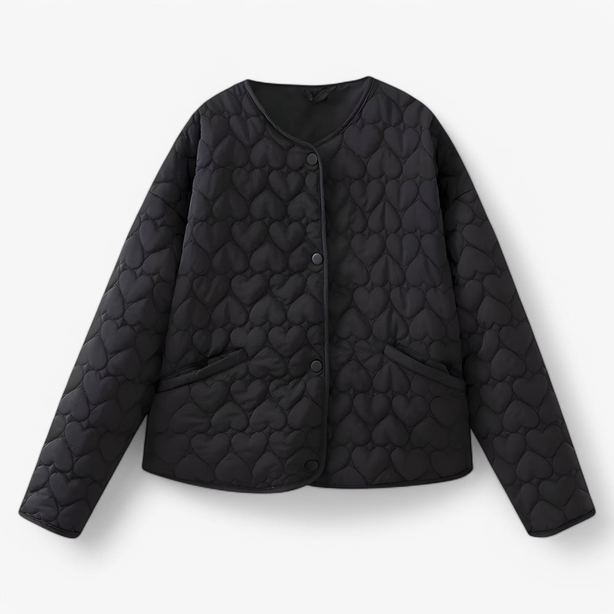 Chic Quilted Heart Coat for Women - Cozy Autumn & Winter Outerwear
