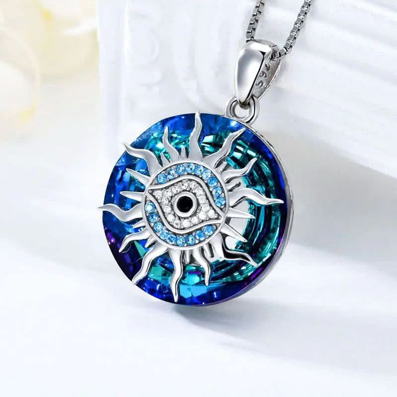 Evil Eye Protection Amulet Necklace with Adjustable Silver Chain