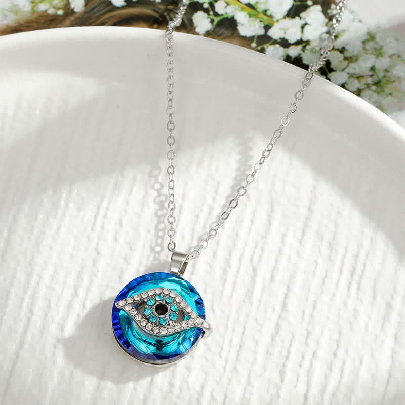 Evil Eye Protection Amulet Necklace with Adjustable Silver Chain