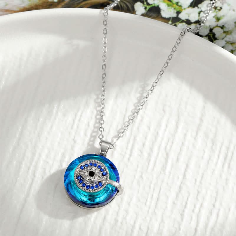 Evil Eye Protection Amulet Necklace with Adjustable Silver Chain