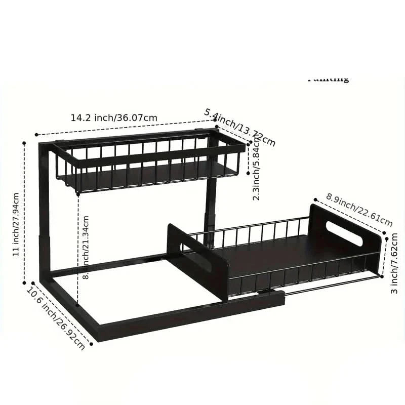 Sliding Storage Rack for Kitchen Organization - Pull-Out Basket System