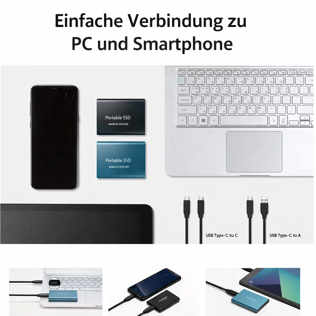 External Storage | 128GB Portable SSD | USB 3.1 & USB-C | Compact & Shockproof Design