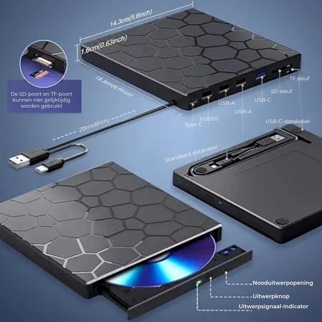External Drive | Plug and Play No Driver Needed | USB C Hub with SD Card Reader